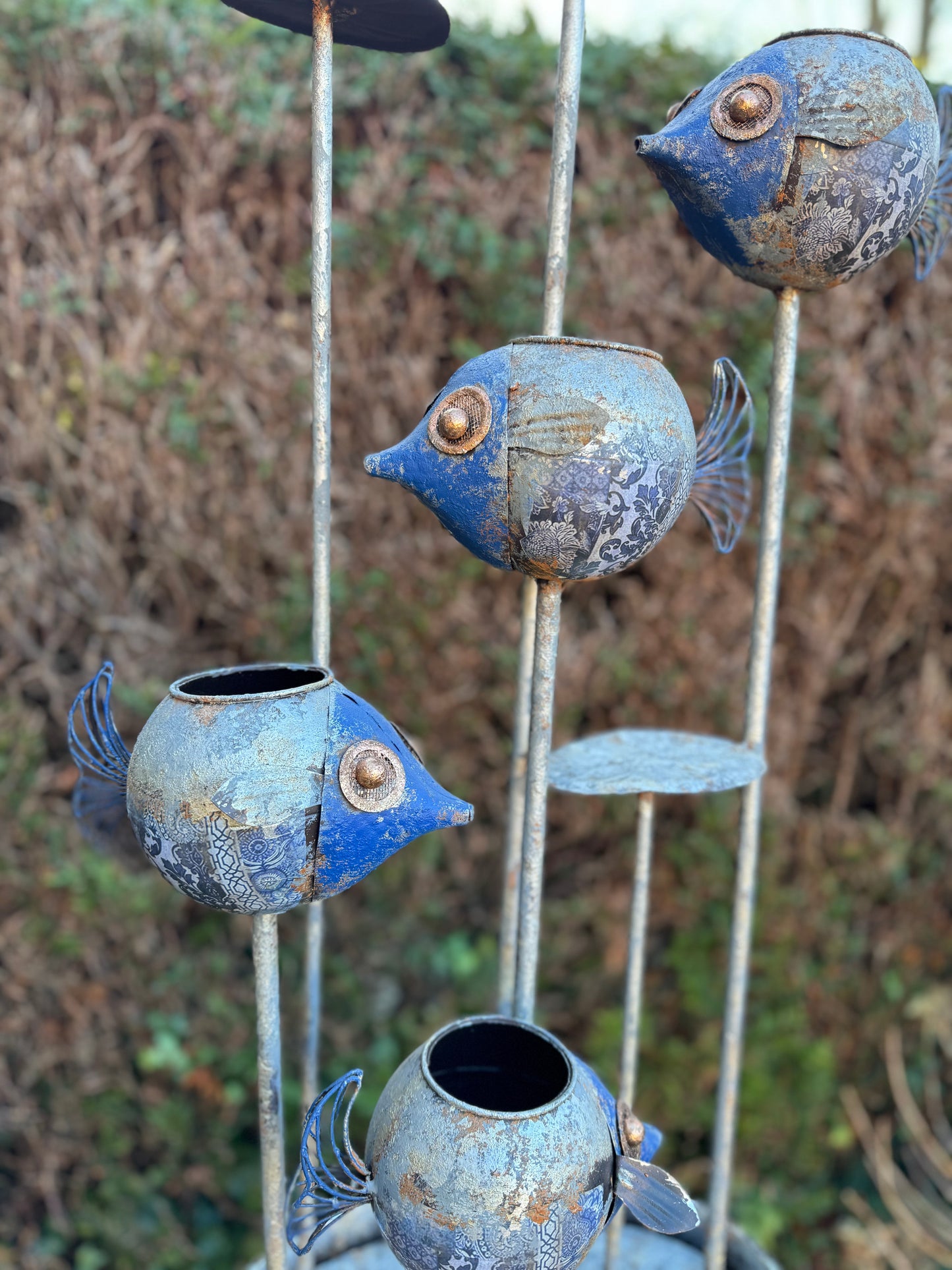 Fonte de peixes de metal - incluindo bomba - Decoração de jardim