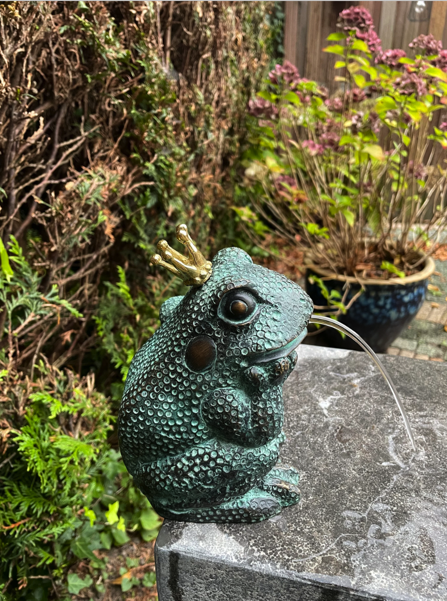 Sapo Rei de Bronze - Fonte - Estátua de jardim - Lagoa - Decoração de jardim