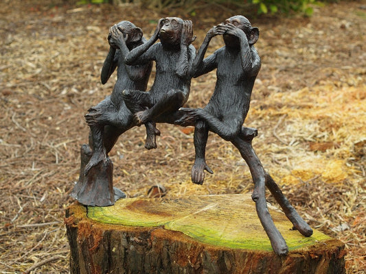 3 Monkeys Blind, Deaf and Dumb in Bronze 45x60x28cm