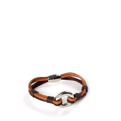 Leather bracelet - men - Stainless steel clasp