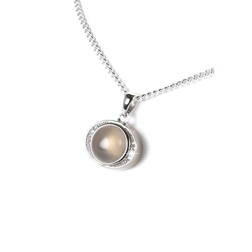 Silver necklace with precious stone ø 14mm