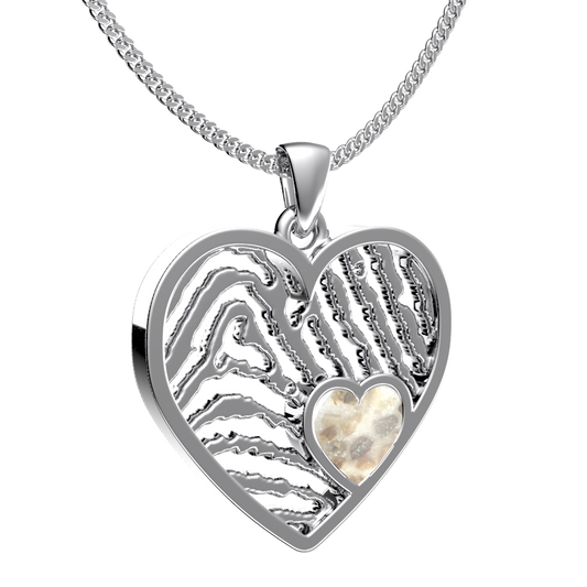 <transcy>Heart Necklaces with Fingerprint + Gray Compartment</transcy>